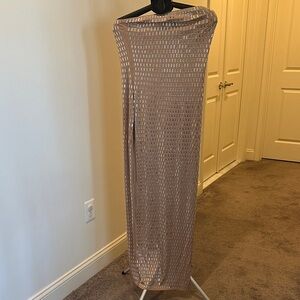 Source Unknown Taupe Strapless Beaded Maxi Dress